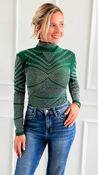 Emerald Radiance Bodysuit Top-110 Long Sleeve Tops-7Mango7-Coastal Bloom Boutique, find the trendiest versions of the popular styles and looks Located in Indialantic, FL
