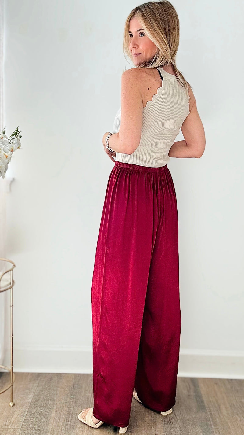 An Evening to Remember Palazzo Pants - Bordeaux-170 Bottoms-Tempo-Coastal Bloom Boutique, find the trendiest versions of the popular styles and looks Located in Indialantic, FL