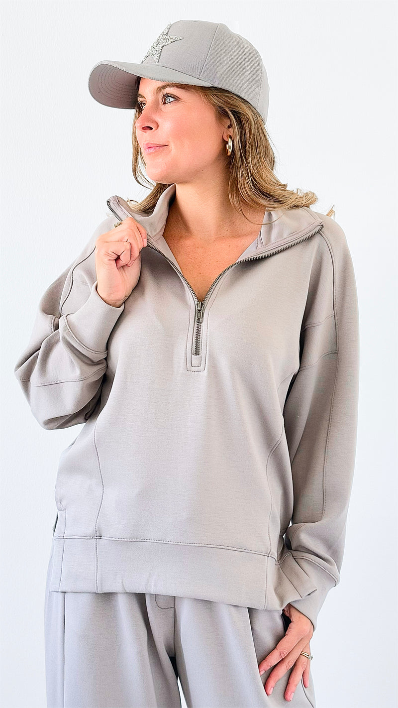 Effortless Everyday Terry Sweatshirt-130 Long Sleeve Tops-White Birch-Coastal Bloom Boutique, find the trendiest versions of the popular styles and looks Located in Indialantic, FL