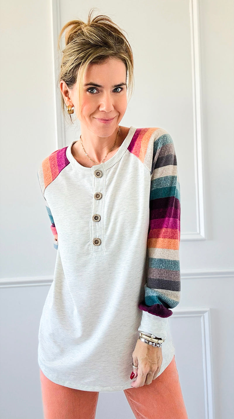 Multicolor Dream Henley Top-110 Long Sleeve Tops-Heimish-Coastal Bloom Boutique, find the trendiest versions of the popular styles and looks Located in Indialantic, FL