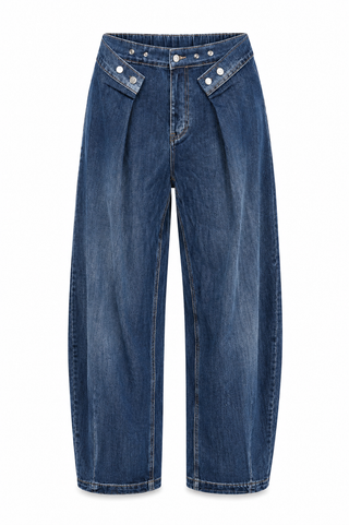 Wrap Detail Denim Pants- Dark Denim