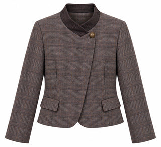 Polished Plaid Collar Italian Jacket
