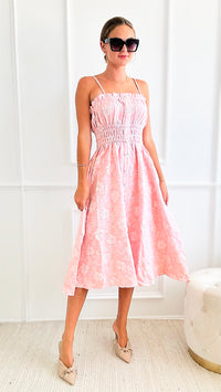 Floral Sleeveless Midi Dress - Pink-200 dresses/jumpsuits/rompers-Rousseau-Coastal Bloom Boutique, find the trendiest versions of the popular styles and looks Located in Indialantic, FL