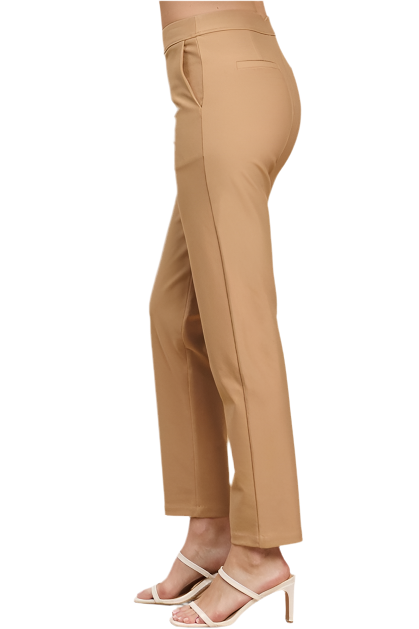 Signature Mid-Rise Ponte Pants - Khaki-170 Bottoms-YELETE-Coastal Bloom Boutique, find the trendiest versions of the popular styles and looks Located in Indialantic, FL