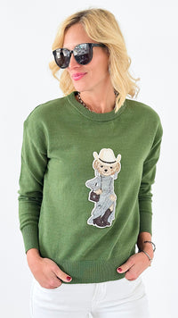 Cozy West Bear Sweater-140 Sweaters-Dazzling-Coastal Bloom Boutique, find the trendiest versions of the popular styles and looks Located in Indialantic, FL