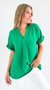 The Jetsetter Blouse - Kelly Green-110 short Sleeve Top-2 Hearts-Coastal Bloom Boutique, find the trendiest versions of the popular styles and looks Located in Indialantic, FL