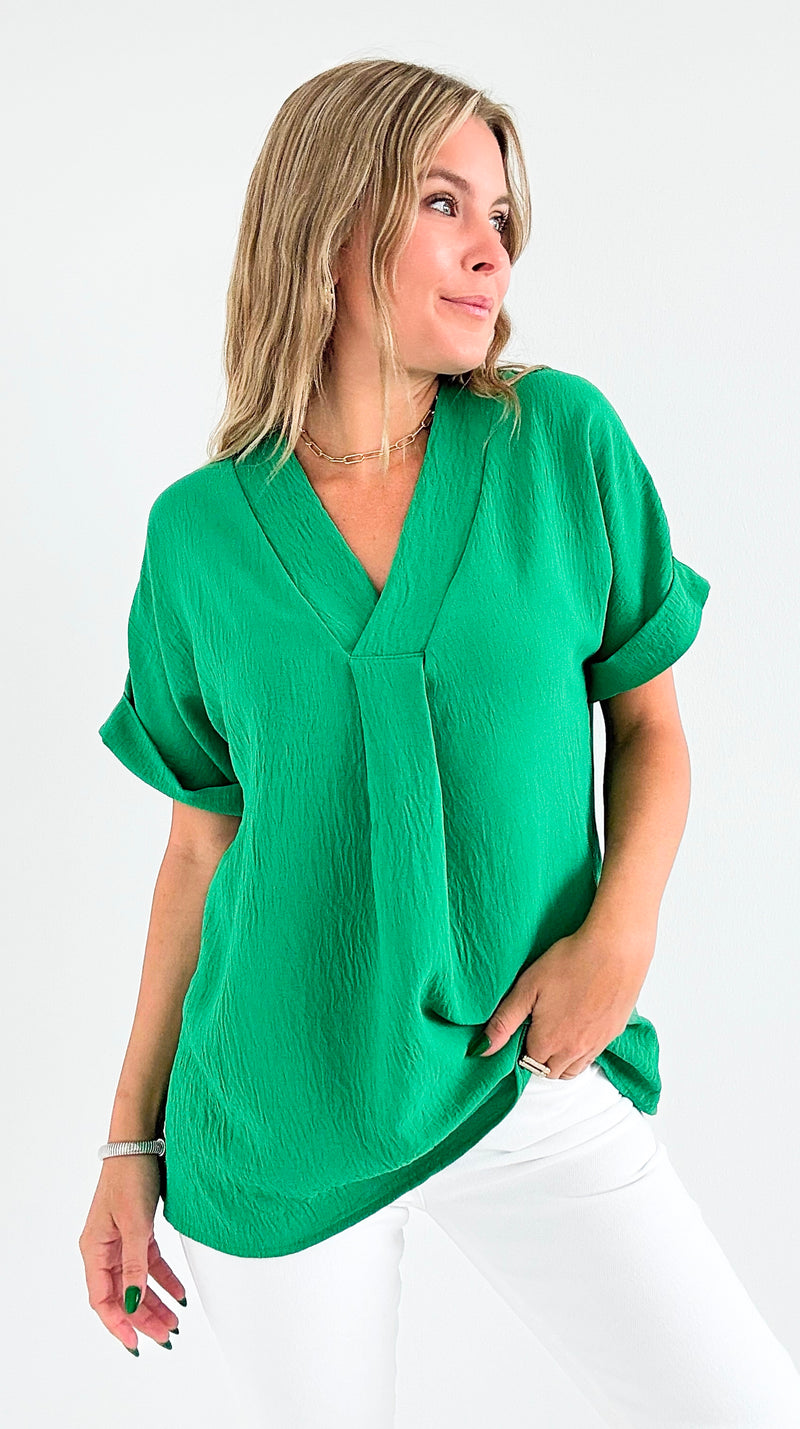The Jetsetter Blouse - Kelly Green-110 short Sleeve Top-2 Hearts-Coastal Bloom Boutique, find the trendiest versions of the popular styles and looks Located in Indialantic, FL