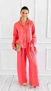 Seaside Sway Italian Linen Pants-Coral-100 Pants-FIORE-Coastal Bloom Boutique, find the trendiest versions of the popular styles and looks Located in Indialantic, FL