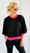 Pop of Color Italian Sweatshirt-110 Long Sleeve Tops-LAVVIA-Coastal Bloom Boutique, find the trendiest versions of the popular styles and looks Located in Indialantic, FL