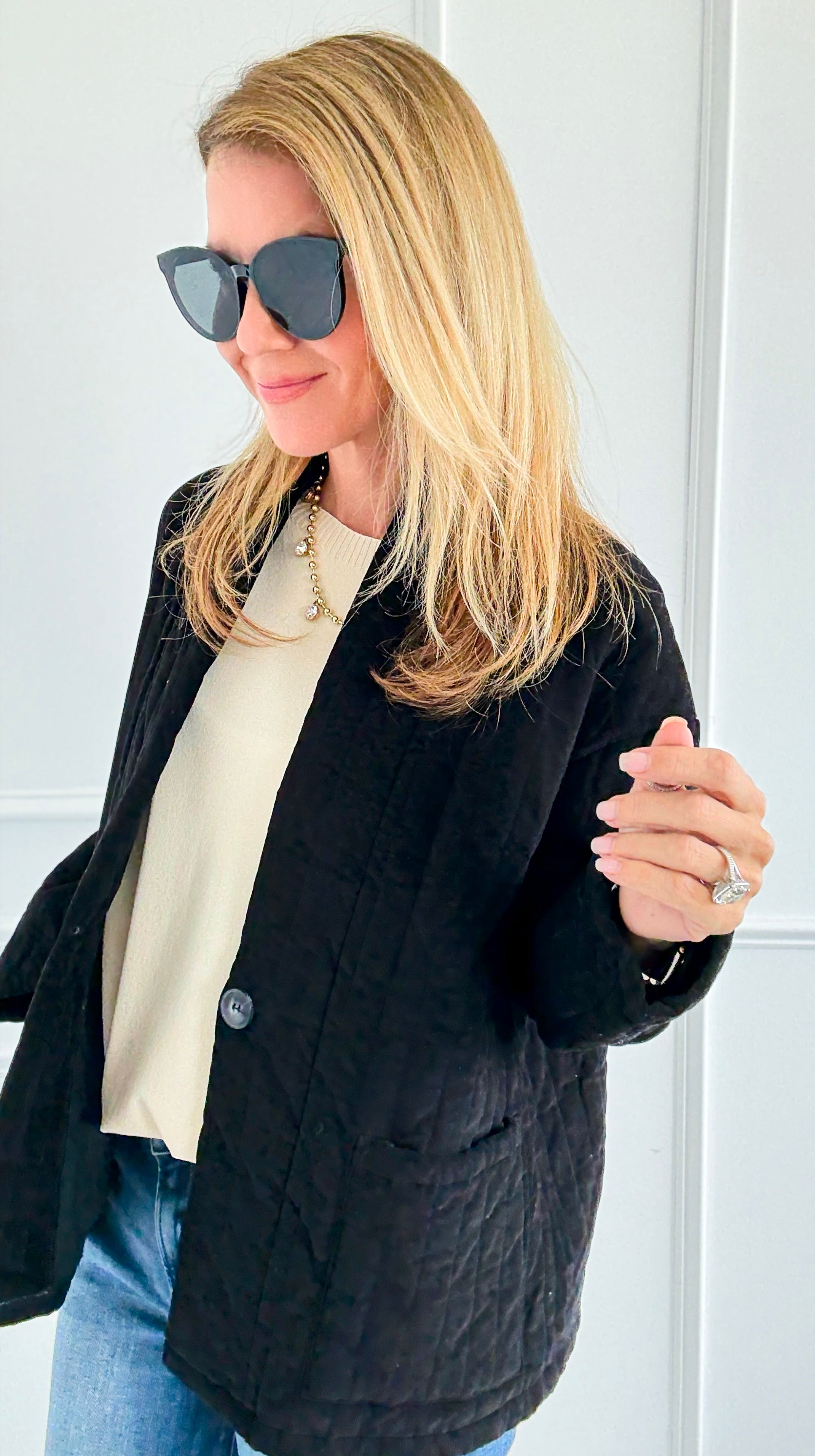 Quilted Ease Button Jacket-160 Jackets-Tempo-Coastal Bloom Boutique, find the trendiest versions of the popular styles and looks Located in Indialantic, FL