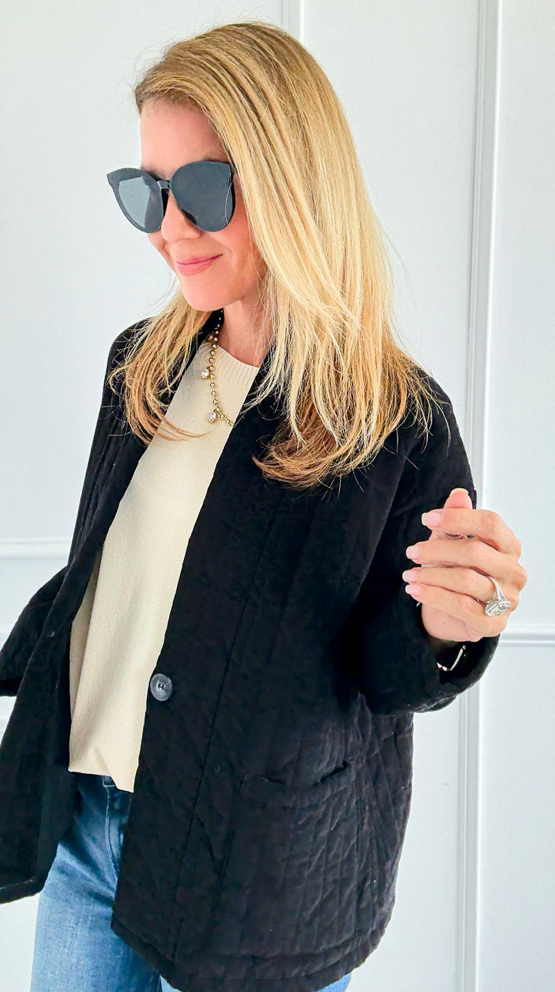 Quilted Ease Button Jacket-160 Jackets-Tempo-Coastal Bloom Boutique, find the trendiest versions of the popular styles and looks Located in Indialantic, FL