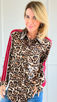 Glam Roar Button-Up Blouse-110 Long Sleeve Tops-LA' ROS-Coastal Bloom Boutique, find the trendiest versions of the popular styles and looks Located in Indialantic, FL