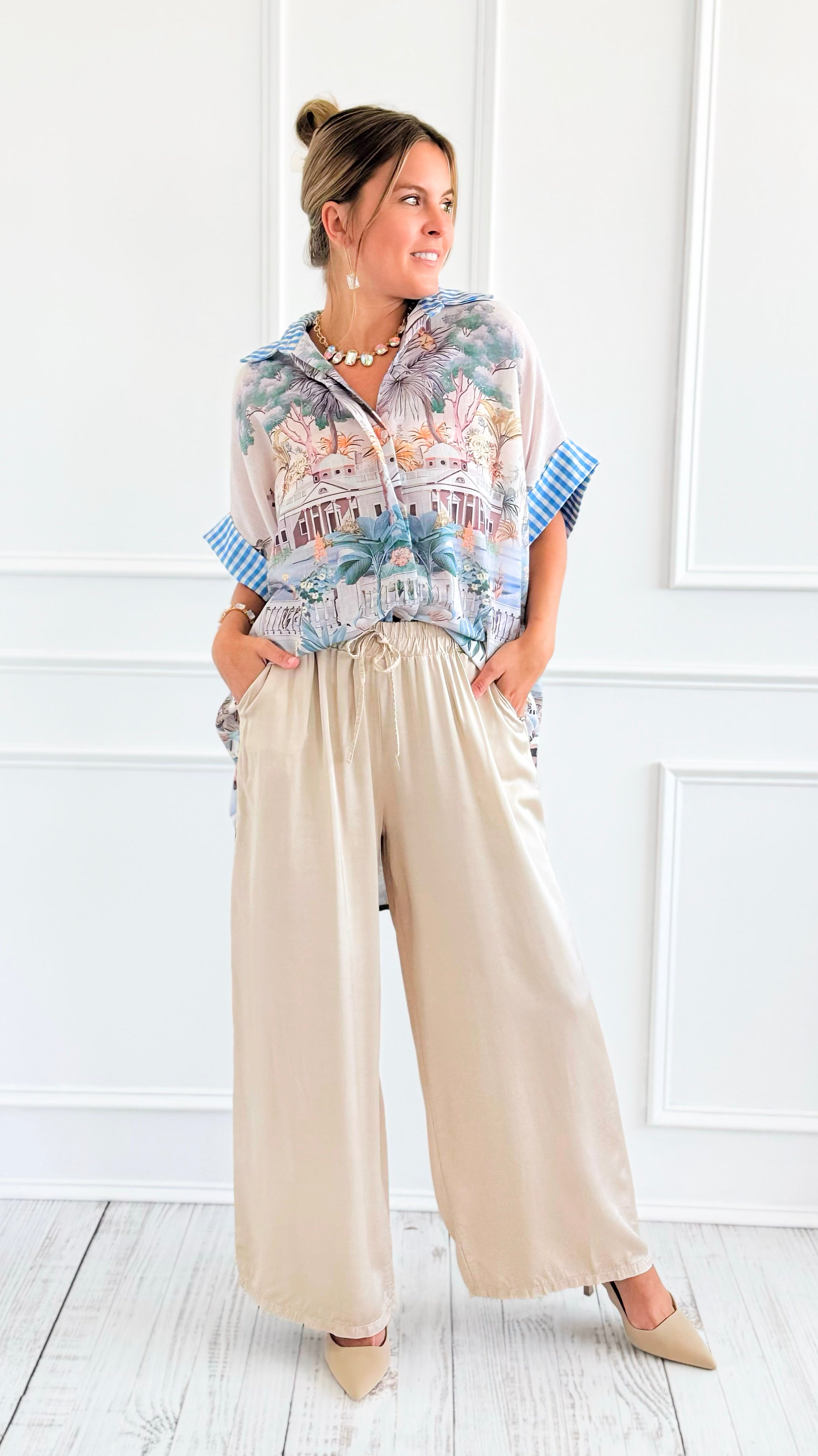 Chic & Relaxed Italian Pant- Beige-100 Pants-PROFITER-Coastal Bloom Boutique, find the trendiest versions of the popular styles and looks Located in Indialantic, FL