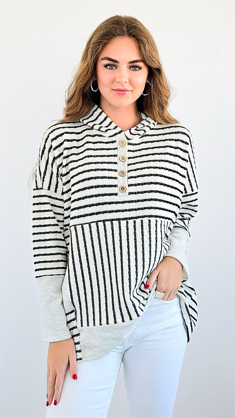 Striped Knit Pullover-140 Sweaters-Heimish-Coastal Bloom Boutique, find the trendiest versions of the popular styles and looks Located in Indialantic, FL