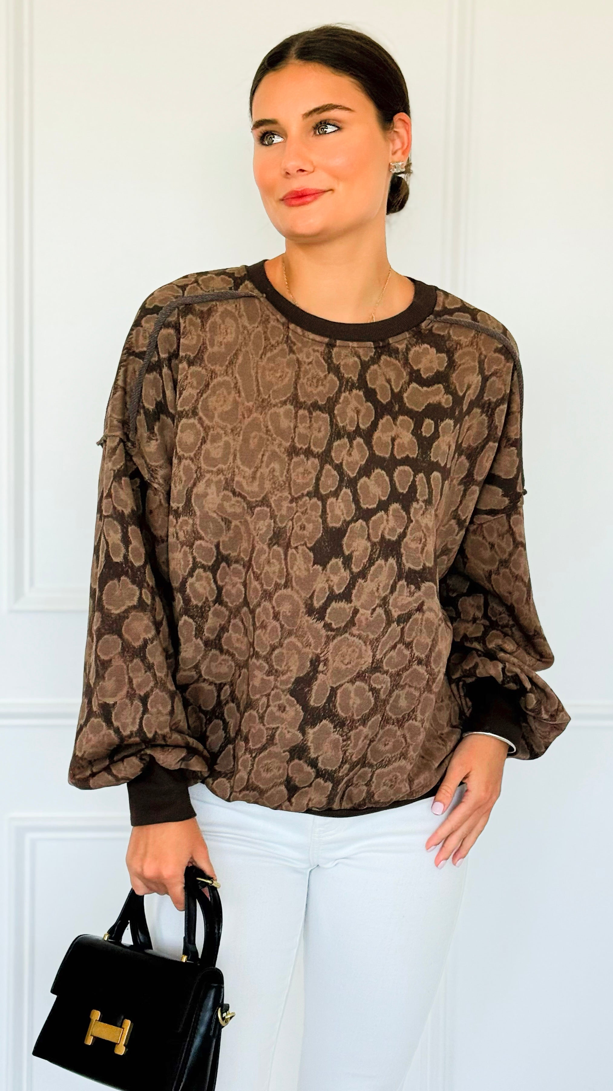 Paw Prism Italian Sweatshirt-Espresso-130 Long Sleeve Tops-Italianissimo-Coastal Bloom Boutique, find the trendiest versions of the popular styles and looks Located in Indialantic, FL