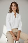Soft Focus Wide Sleeve Top - White-110 Long Sleeve Tops-GIGIO-Coastal Bloom Boutique, find the trendiest versions of the popular styles and looks Located in Indialantic, FL
