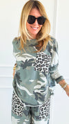 Camo & Wild Italian Long Sleeve Top-110 Long Sleeve Tops-AZUL MONACO-Coastal Bloom Boutique, find the trendiest versions of the popular styles and looks Located in Indialantic, FL