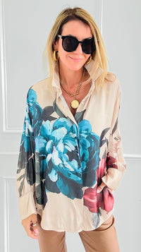 Romantic Garden Italian Blouse-110 Long Sleeve Tops-TATTOO Z-Coastal Bloom Boutique, find the trendiest versions of the popular styles and looks Located in Indialantic, FL