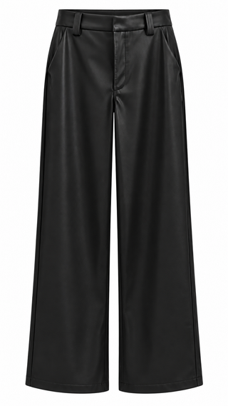 Wide Leg Leather Look Pants