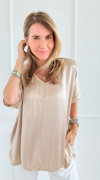 Shine On Relaxed Italian V-Neck Top-110 short Sleeve Top-CLEAR S-Coastal Bloom Boutique, find the trendiest versions of the popular styles and looks Located in Indialantic, FL