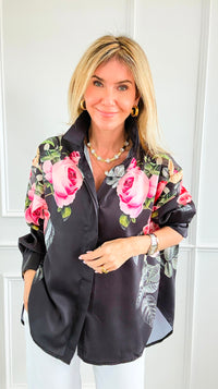 Nocturne Rose Italian Button Top