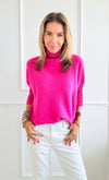 Break Free Italian Sweater Top - Fuchsia-140 Sweaters-Italianissimo-Coastal Bloom Boutique, find the trendiest versions of the popular styles and looks Located in Indialantic, FL