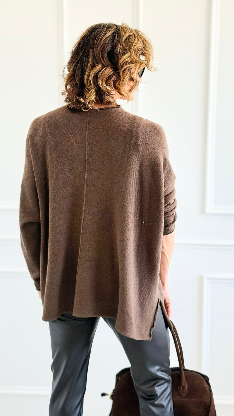 Serenity Line Italian Pullover- Brown-140 Sweaters-Aute-Coastal Bloom Boutique, find the trendiest versions of the popular styles and looks Located in Indialantic, FL
