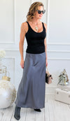 Isabella Italian Skirt- Charcoal-170 Bottoms-SEE YOU IN ROME-Coastal Bloom Boutique, find the trendiest versions of the popular styles and looks Located in Indialantic, FL
