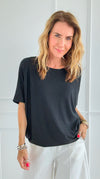 Easy Days Italian Top- Black-110 short Sleeve Top-Italianissimo-Coastal Bloom Boutique, find the trendiest versions of the popular styles and looks Located in Indialantic, FL