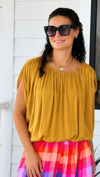 Split Sleeve Top - Light Mustard