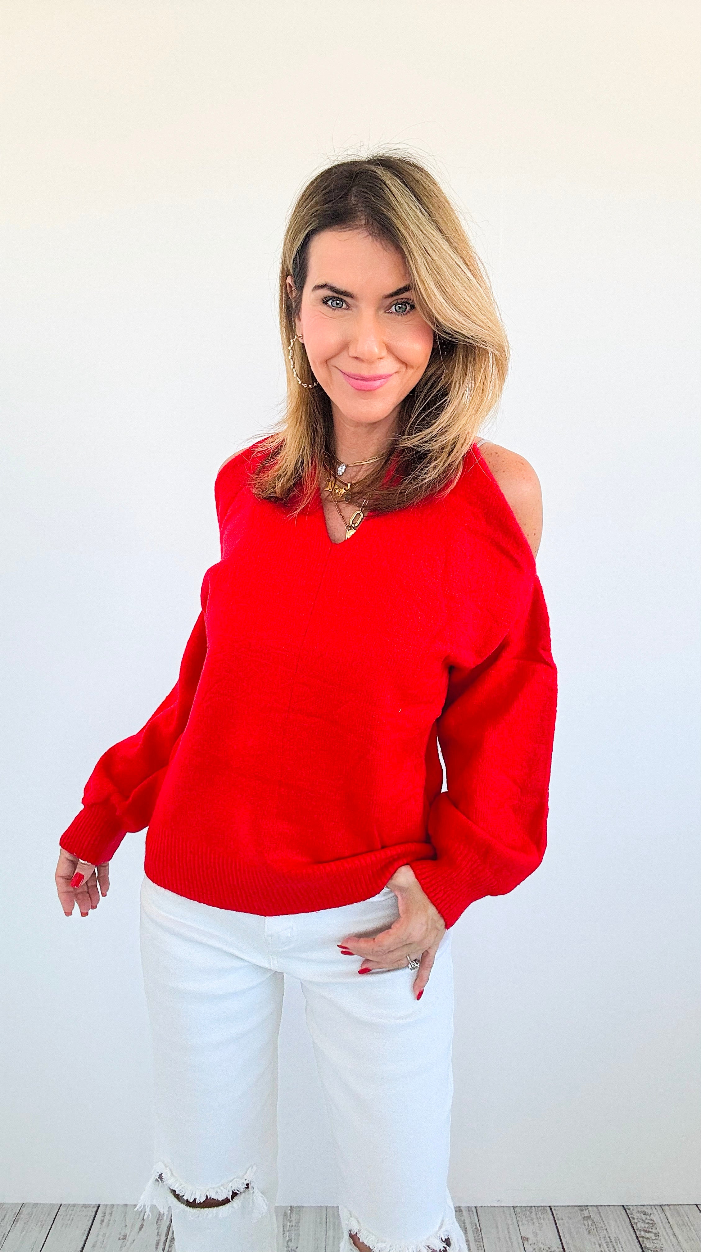 Timeless Halter Knit Sweater - Red-140 Sweaters-MIRACLE-Coastal Bloom Boutique, find the trendiest versions of the popular styles and looks Located in Indialantic, FL