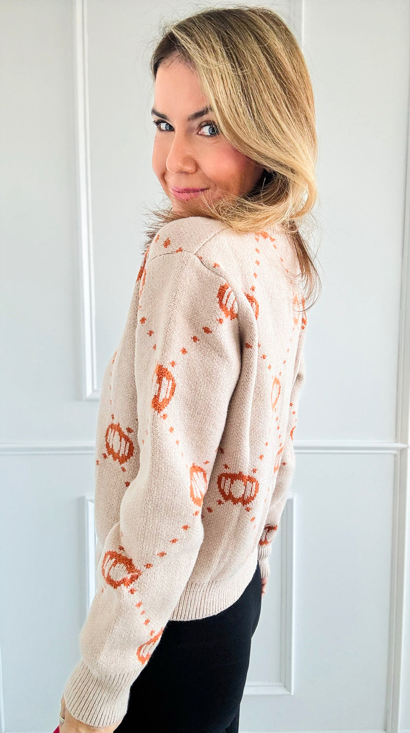 Pumpkin Sweater - Taupe-140 Sweaters-SO ME-Coastal Bloom Boutique, find the trendiest versions of the popular styles and looks Located in Indialantic, FL