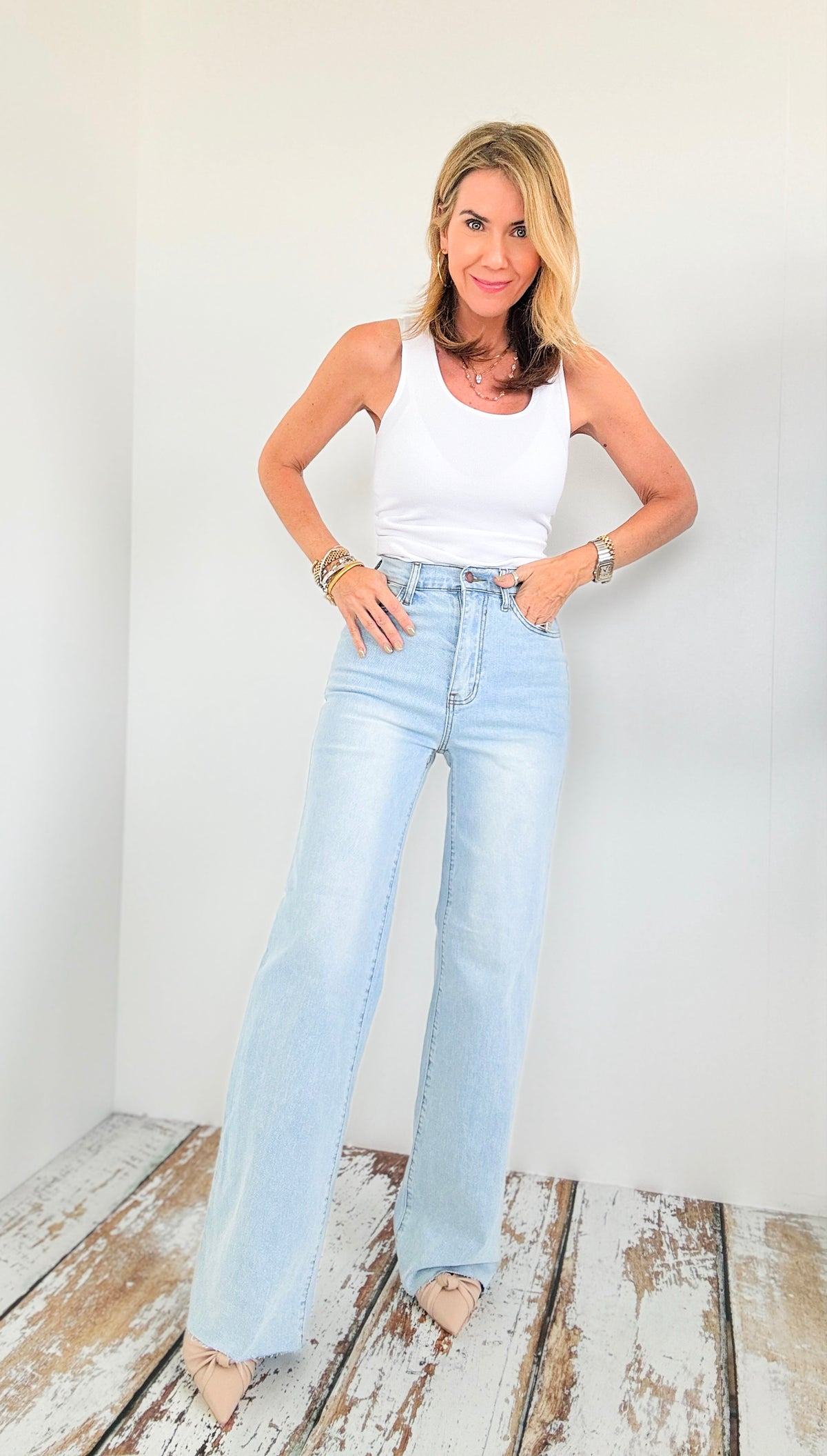 Endless Summer Wide Leg Jeans-190 Denim-Vibrant M.i.U-Coastal Bloom Boutique, find the trendiest versions of the popular styles and looks Located in Indialantic, FL