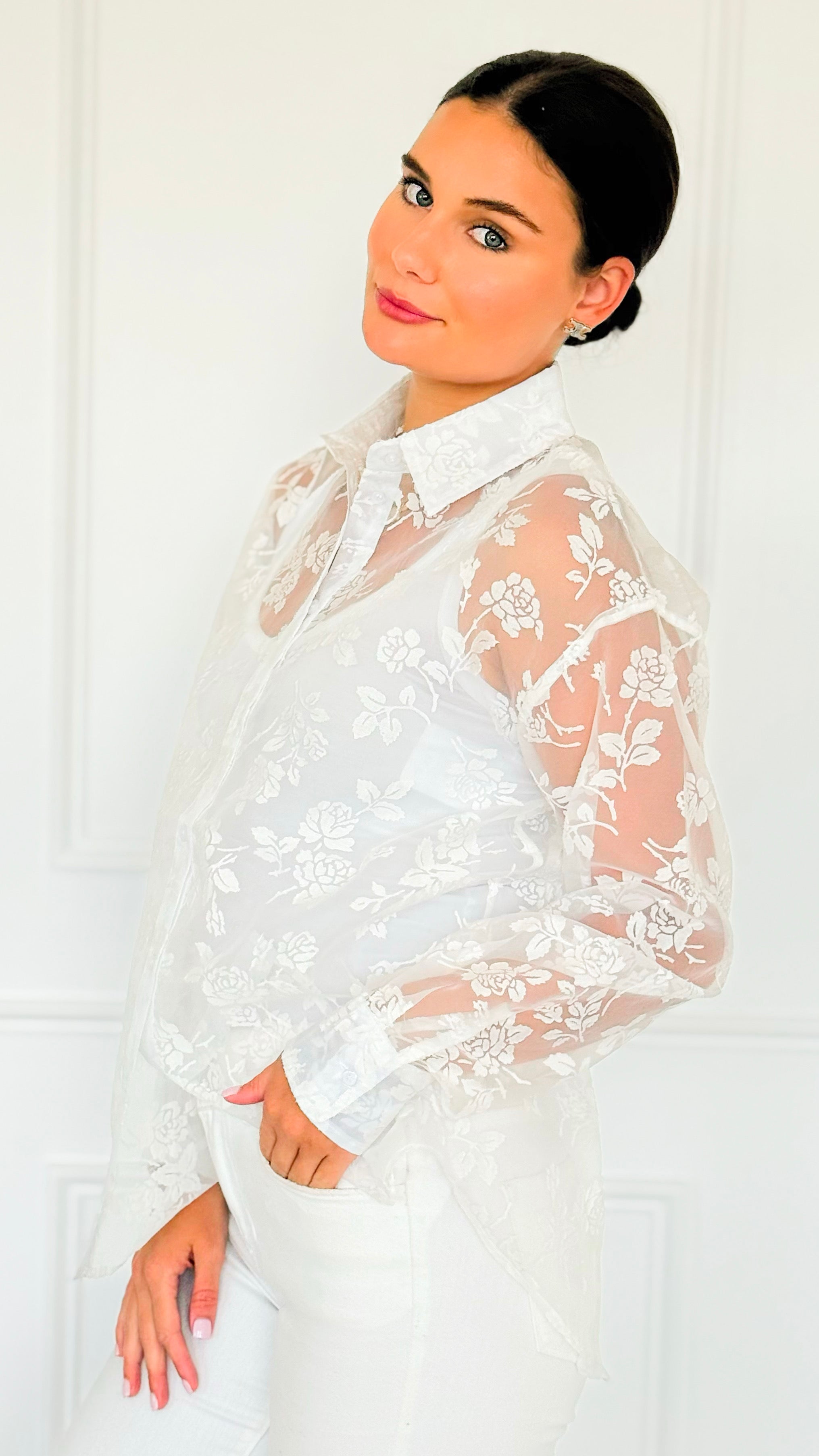 Rose Veil Long Sleeve Top-110 Long Sleeve Tops-sew in love-Coastal Bloom Boutique, find the trendiest versions of the popular styles and looks Located in Indialantic, FL