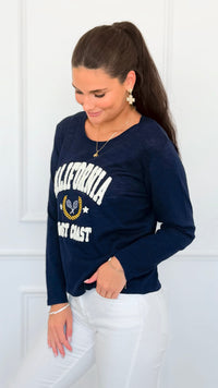 California Lounge Pullover- Navy-110 Long Sleeve Tops-V SKY-Coastal Bloom Boutique, find the trendiest versions of the popular styles and looks Located in Indialantic, FL