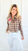 CB Custom - Wildflower Plans Button Down Top-110 Long Sleeve Tops-Active Basic / Holly-Coastal Bloom Boutique, find the trendiest versions of the popular styles and looks Located in Indialantic, FL