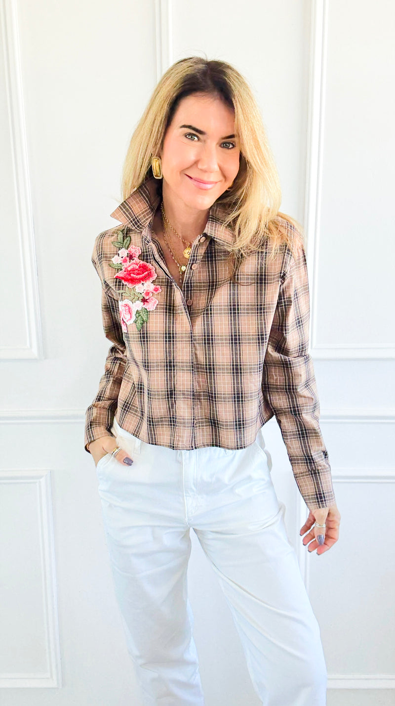 CB Custom - Wildflower Plans Button Down Top-110 Long Sleeve Tops-Active Basic / Holly-Coastal Bloom Boutique, find the trendiest versions of the popular styles and looks Located in Indialantic, FL