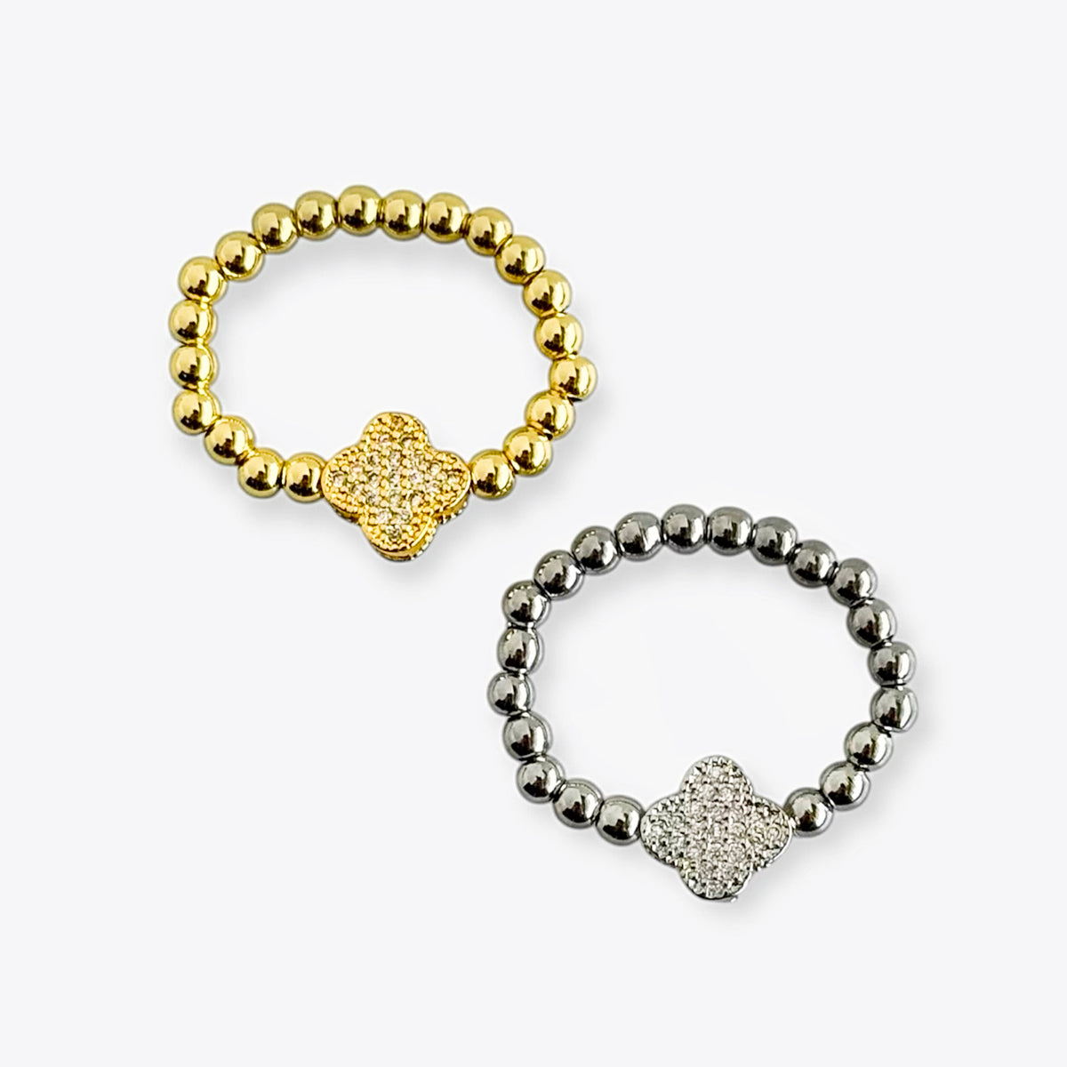 Micropave Clover Stretch Ring-230 Jewelry-Marlyn Schiff-Coastal Bloom Boutique, find the trendiest versions of the popular styles and looks Located in Indialantic, FL