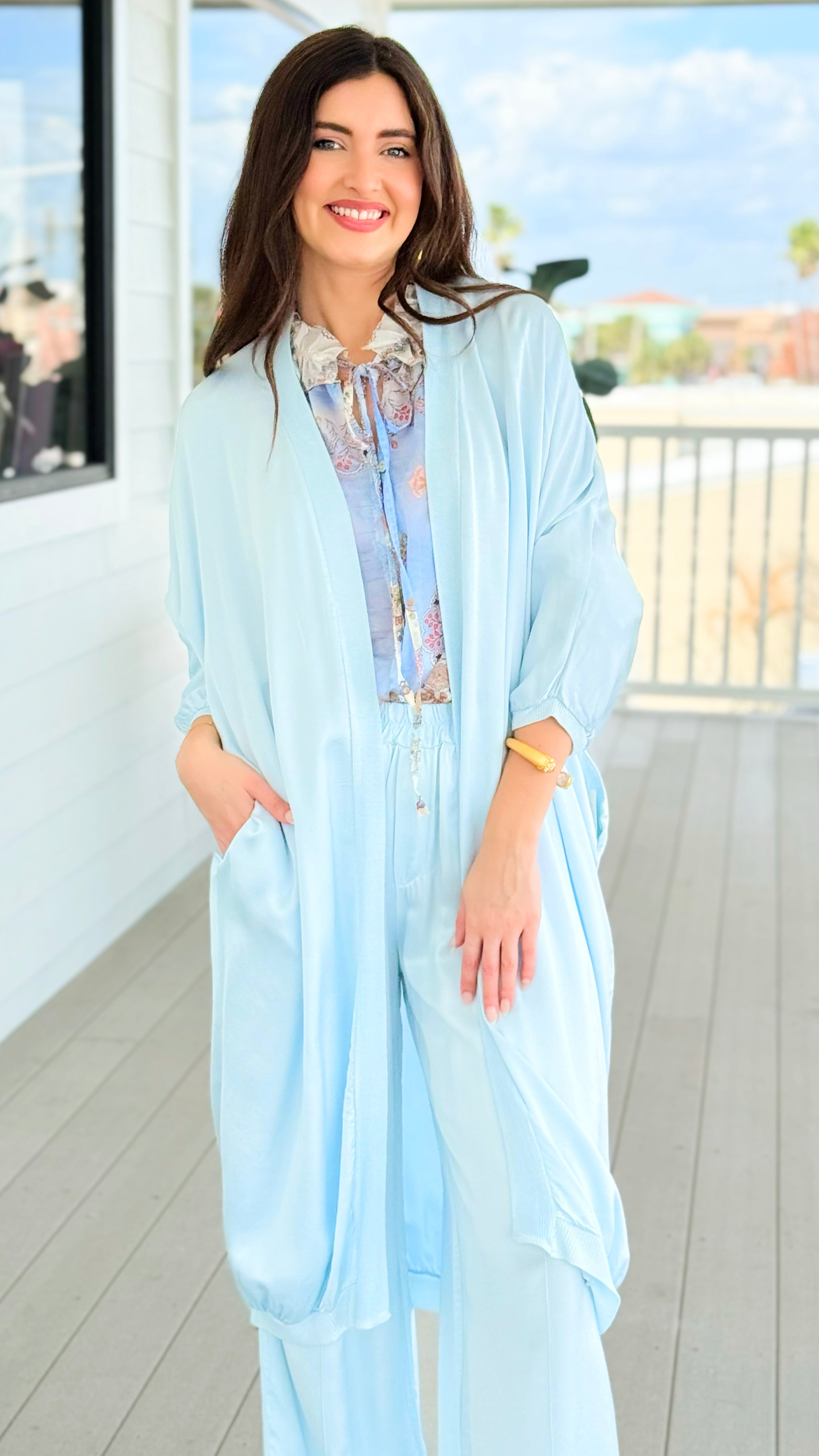 Comfort Silk Touch Italian Cardigan- Sky Blue
