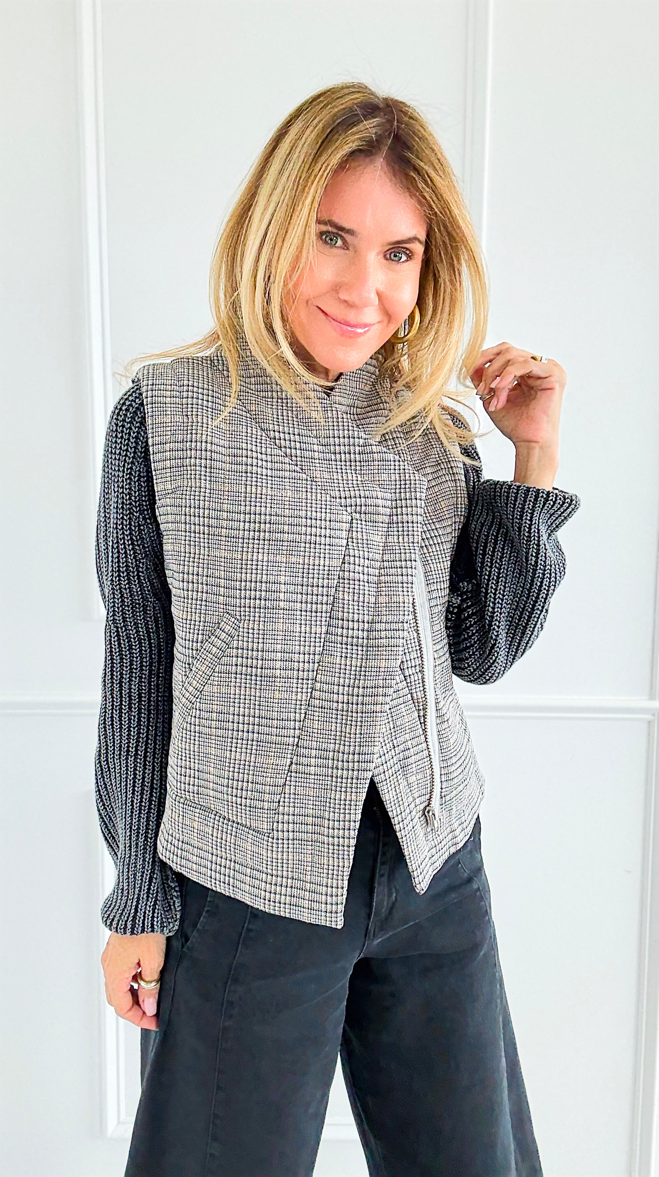 Checked In Quilted Vest-160 Jackets-mystree-Coastal Bloom Boutique, find the trendiest versions of the popular styles and looks Located in Indialantic, FL