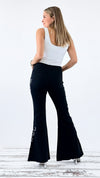 Wildflower Flare Jeans - Black-190 Denim-POL-Coastal Bloom Boutique, find the trendiest versions of the popular styles and looks Located in Indialantic, FL