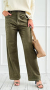 Coastal Luxe Faux Suede Pants - Olive-100 Pants-Tea & Cup-Coastal Bloom Boutique, find the trendiest versions of the popular styles and looks Located in Indialantic, FL