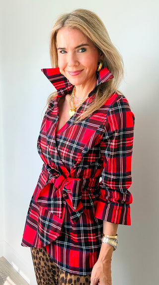 Everly Wrap Top – Highland Tartan
