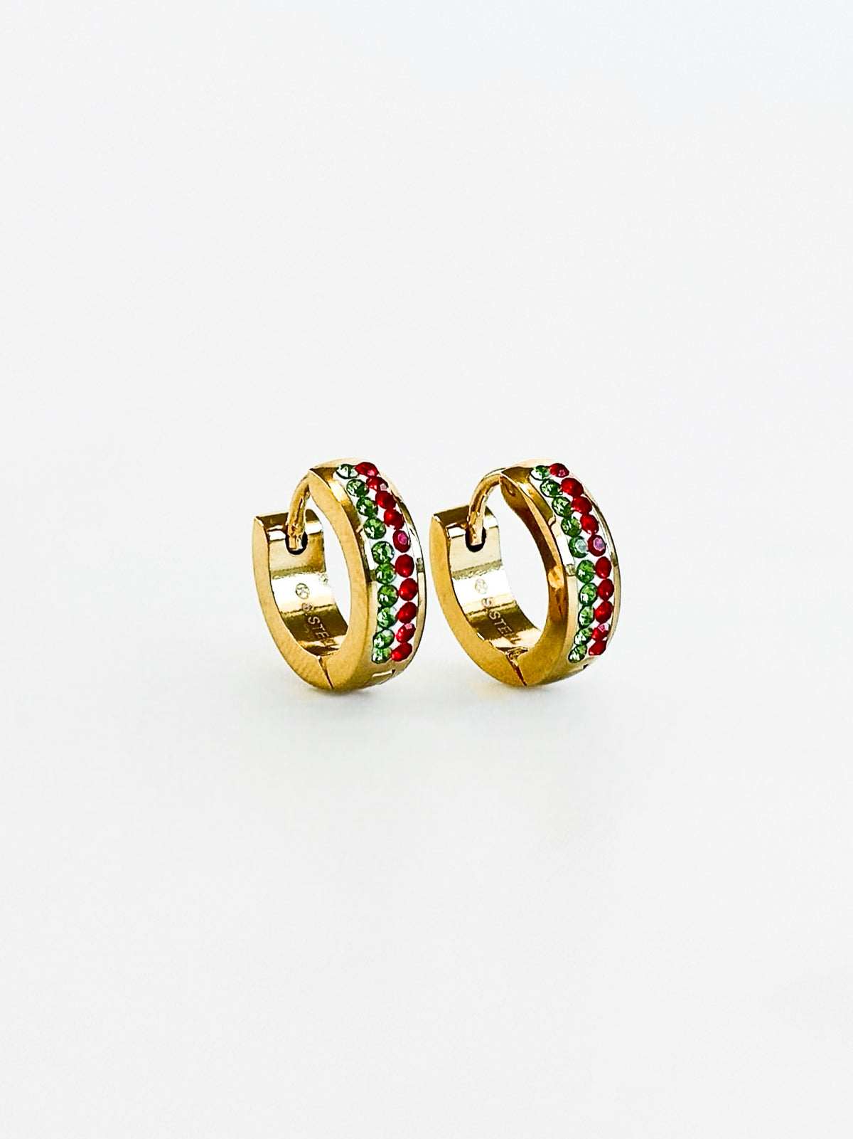 Stainless Steel Two Tone Huggie Earring-230 Jewelry-NYC-Coastal Bloom Boutique, find the trendiest versions of the popular styles and looks Located in Indialantic, FL