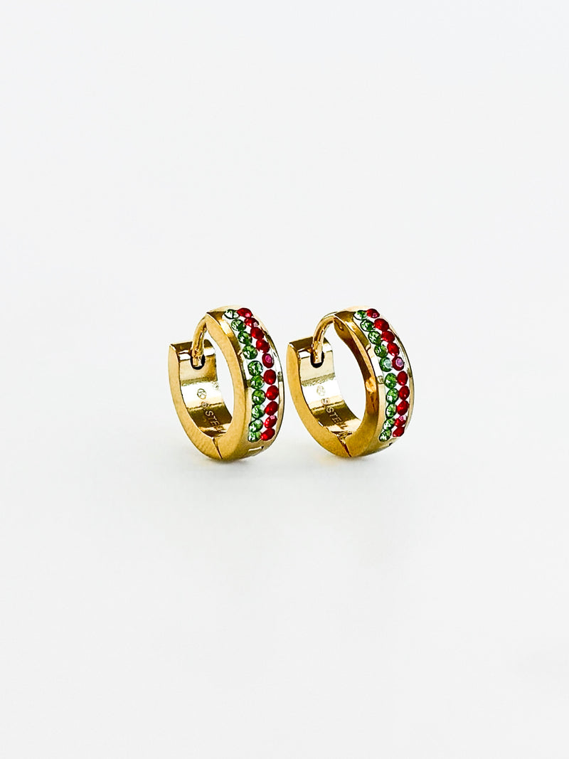 Stainless Steel Two Tone Huggie Earring-230 Jewelry-NYC-Coastal Bloom Boutique, find the trendiest versions of the popular styles and looks Located in Indialantic, FL