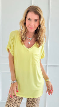 Sunny Days V-Neck Pocket Tee-110 short Sleeve Top-sew in love-Coastal Bloom Boutique, find the trendiest versions of the popular styles and looks Located in Indialantic, FL