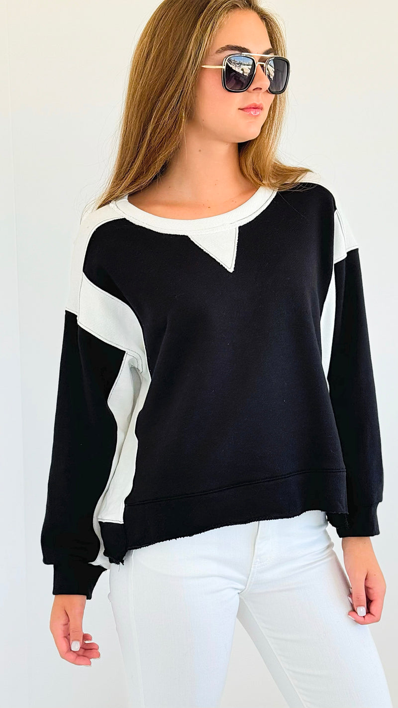 Two Tone Crew Neck Sweatshirt-130 Long Sleeve Tops-BucketList-Coastal Bloom Boutique, find the trendiest versions of the popular styles and looks Located in Indialantic, FL