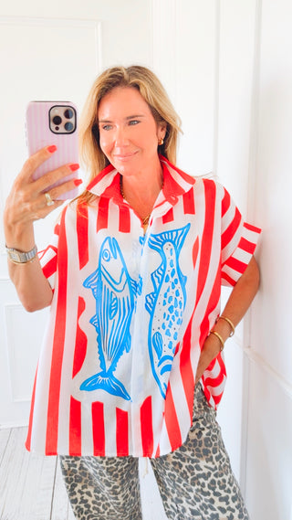 Dockside Catch Italian Button Top