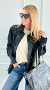 Ember Etch Italian Faux Leather Top-110 Long Sleeve Tops-TATTOO Z-Coastal Bloom Boutique, find the trendiest versions of the popular styles and looks Located in Indialantic, FL