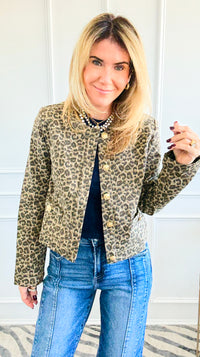 Leopard Printed Cropped Jacket